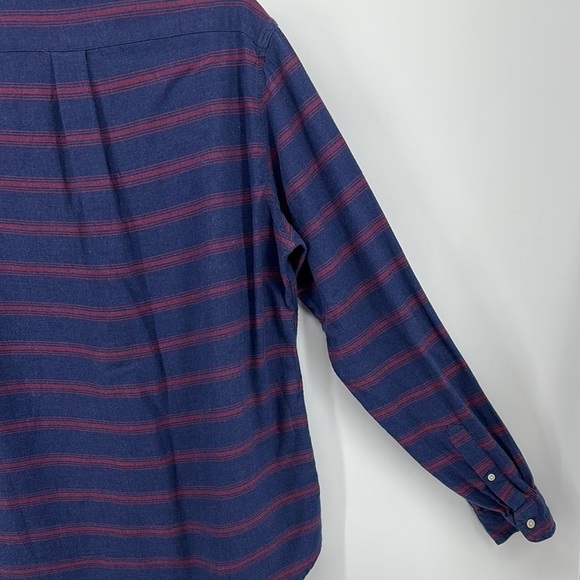 J Crew Mens Slim Fit Cotton Button Down Shirt Navy Red Stripes Size Large - Picture 10 of 10